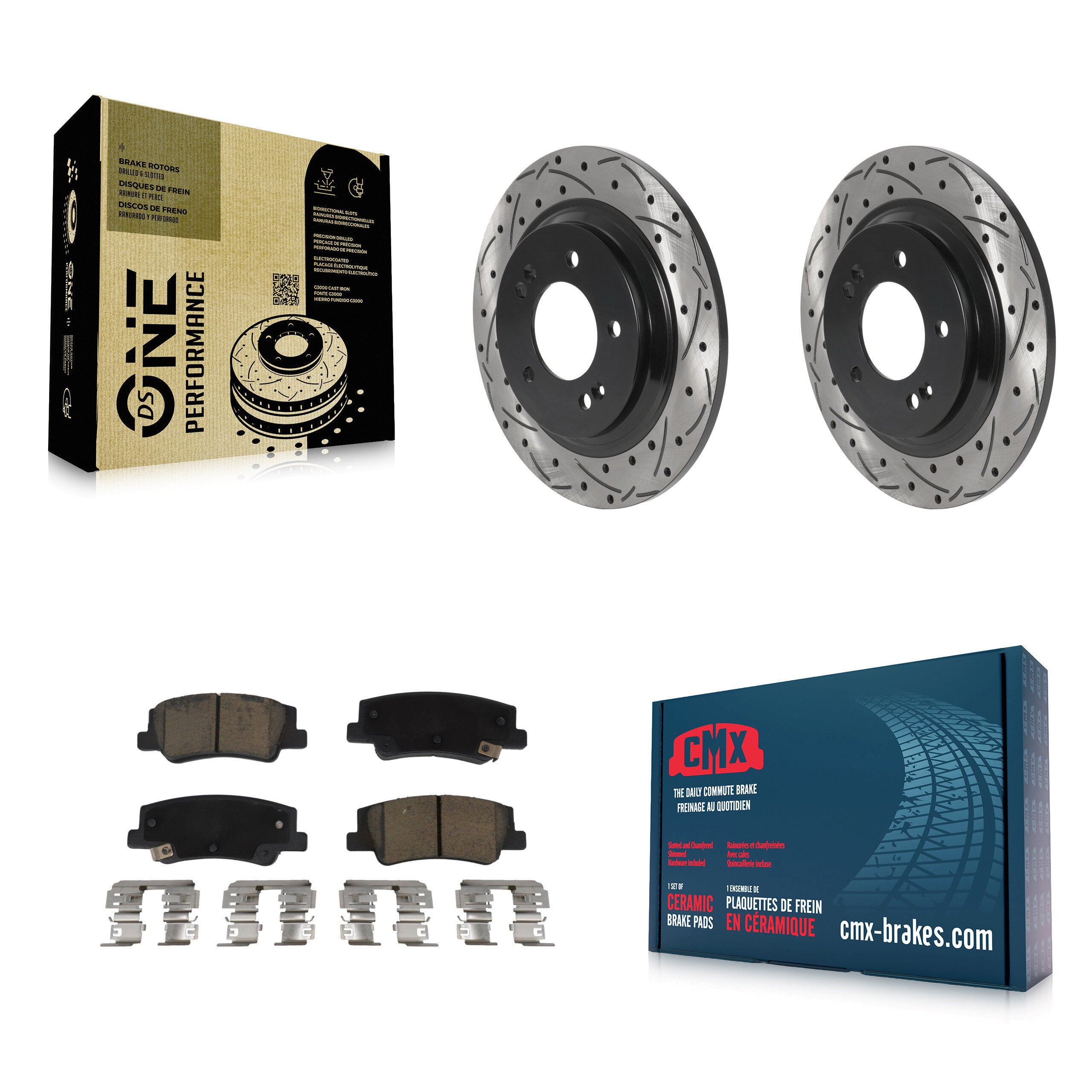 Rear Coated Drill Slot Disc Brake Rotor Ceramic Pad Kit For Hyundai Sonata Kia Niro EV K5 KDC-101121