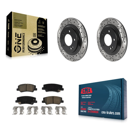 Rear Coated Drill Slot Disc Brake Rotor Ceramic Pad Kit For Hyundai Sonata Kia Niro EV K5 KDC-101121