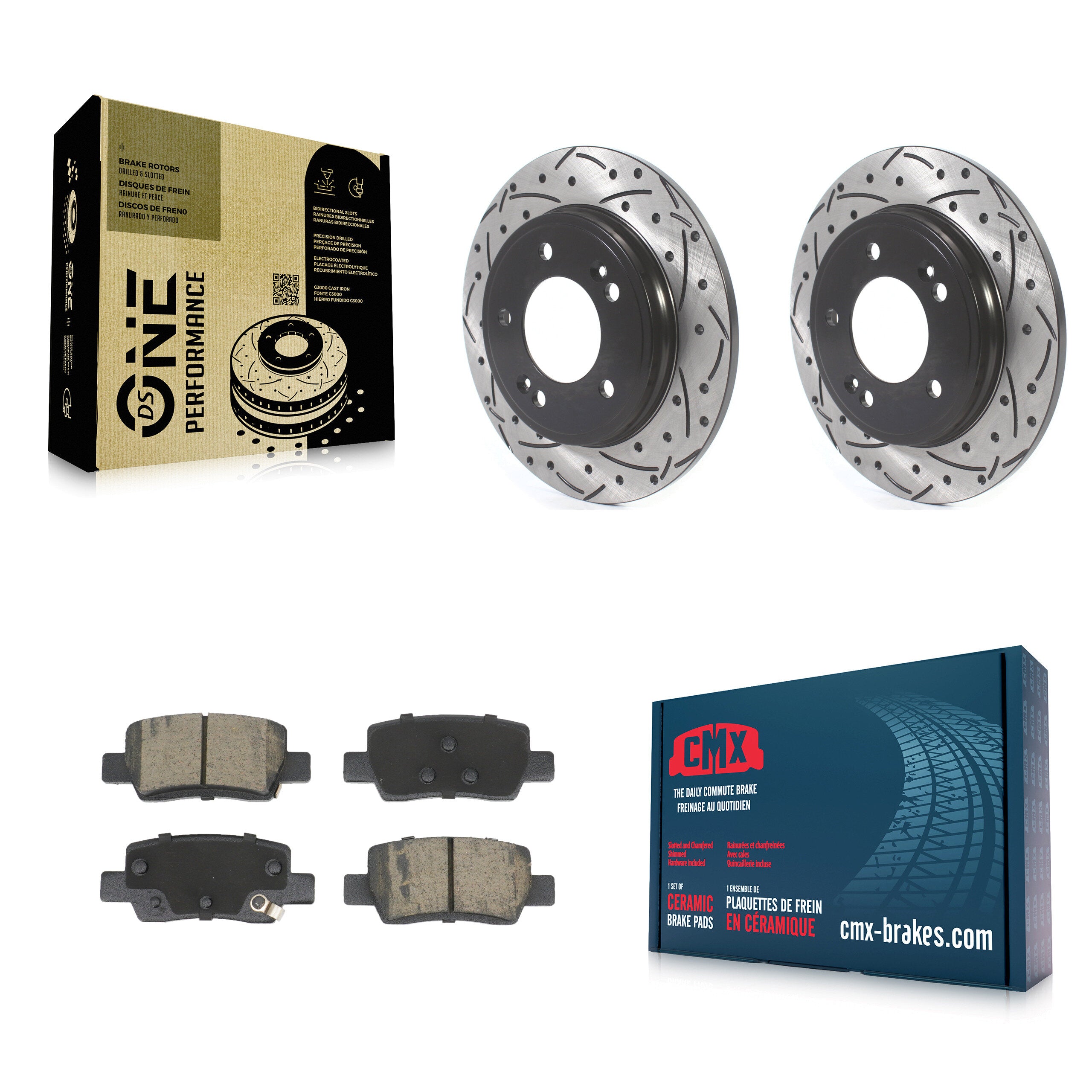 Rear Coated Drilled Slotted Disc Brake Rotors And Ceramic Pads Kit For Hyundai Elantra KDC-101122