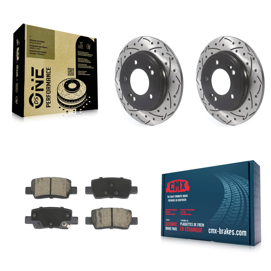 Rear Coated Drilled Slotted Disc Brake Rotors And Ceramic Pads Kit For Hyundai Elantra KDC-101122