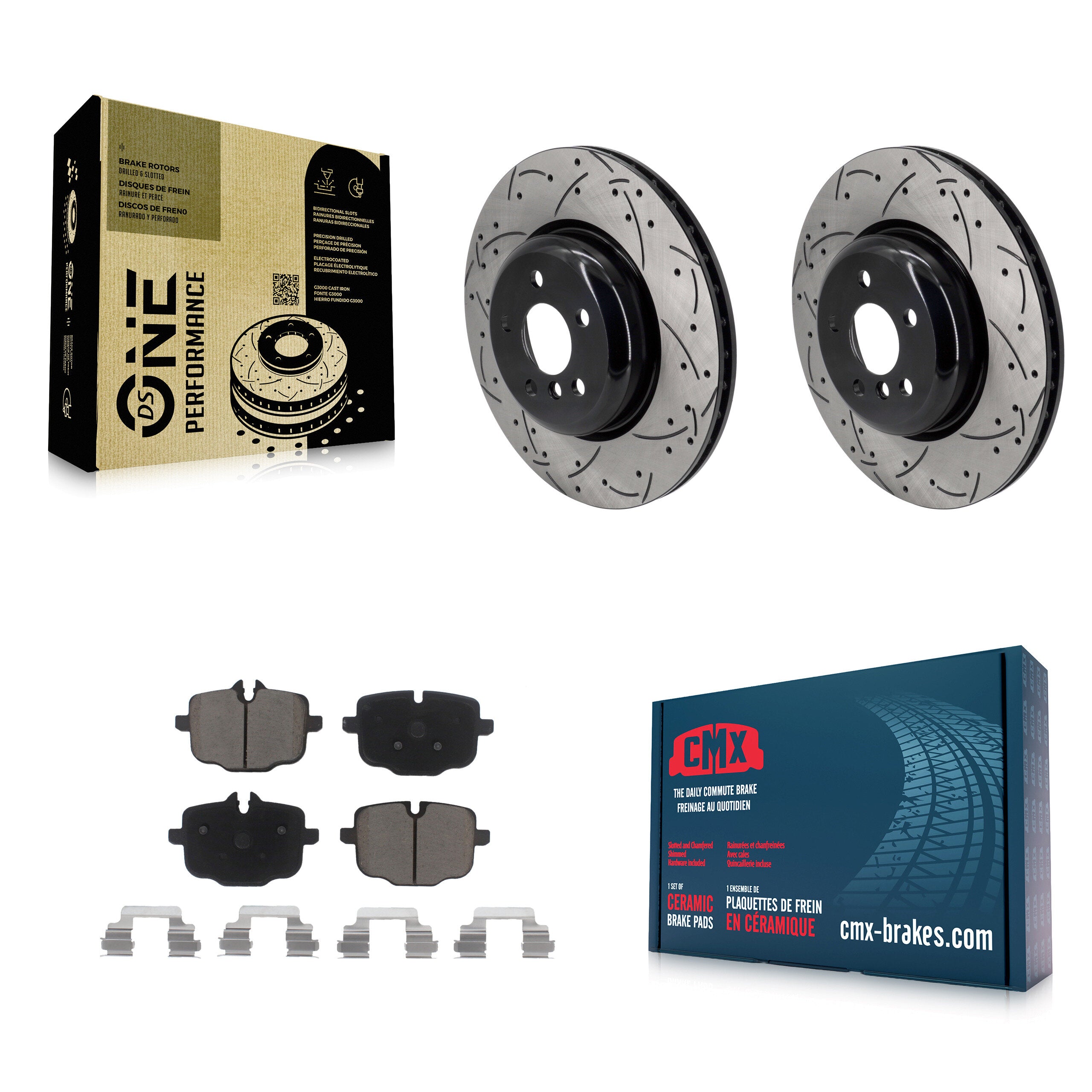Rear Drilled Slot Brake Rotors Ceramic Pad Kit For BMW X5 540i xDrive X7 X6 750i M550i iX KDC-101127