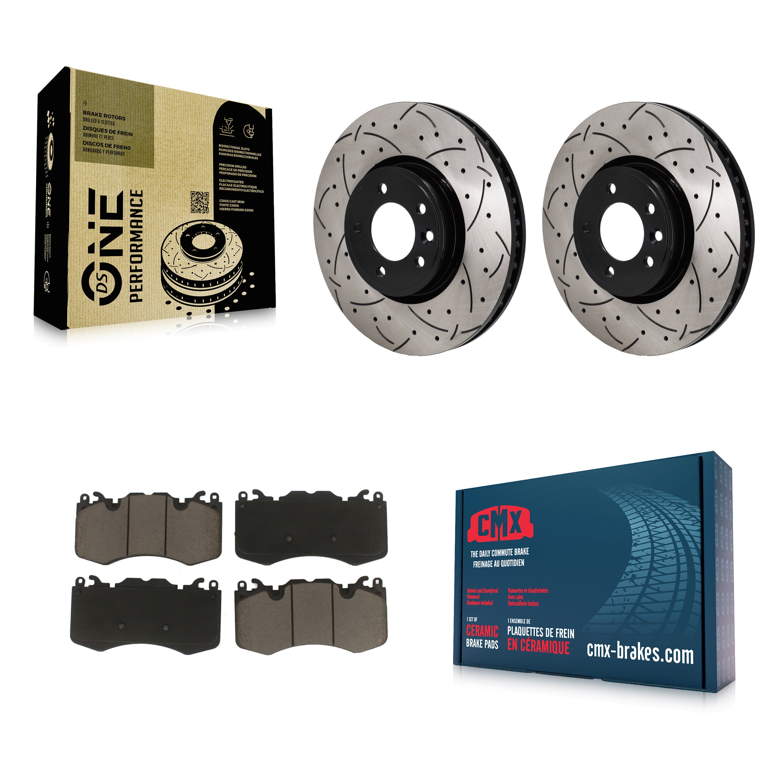 Front Coated Drilled Slotted Disc Brake Rotors Ceramic Pad Kit For Land Rover Range Sport KDC-101143