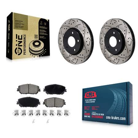 Front Coated Drilled Slotted Disc Brake Rotors And Ceramic Pads Kit For Nissan Rogue KDC-101149