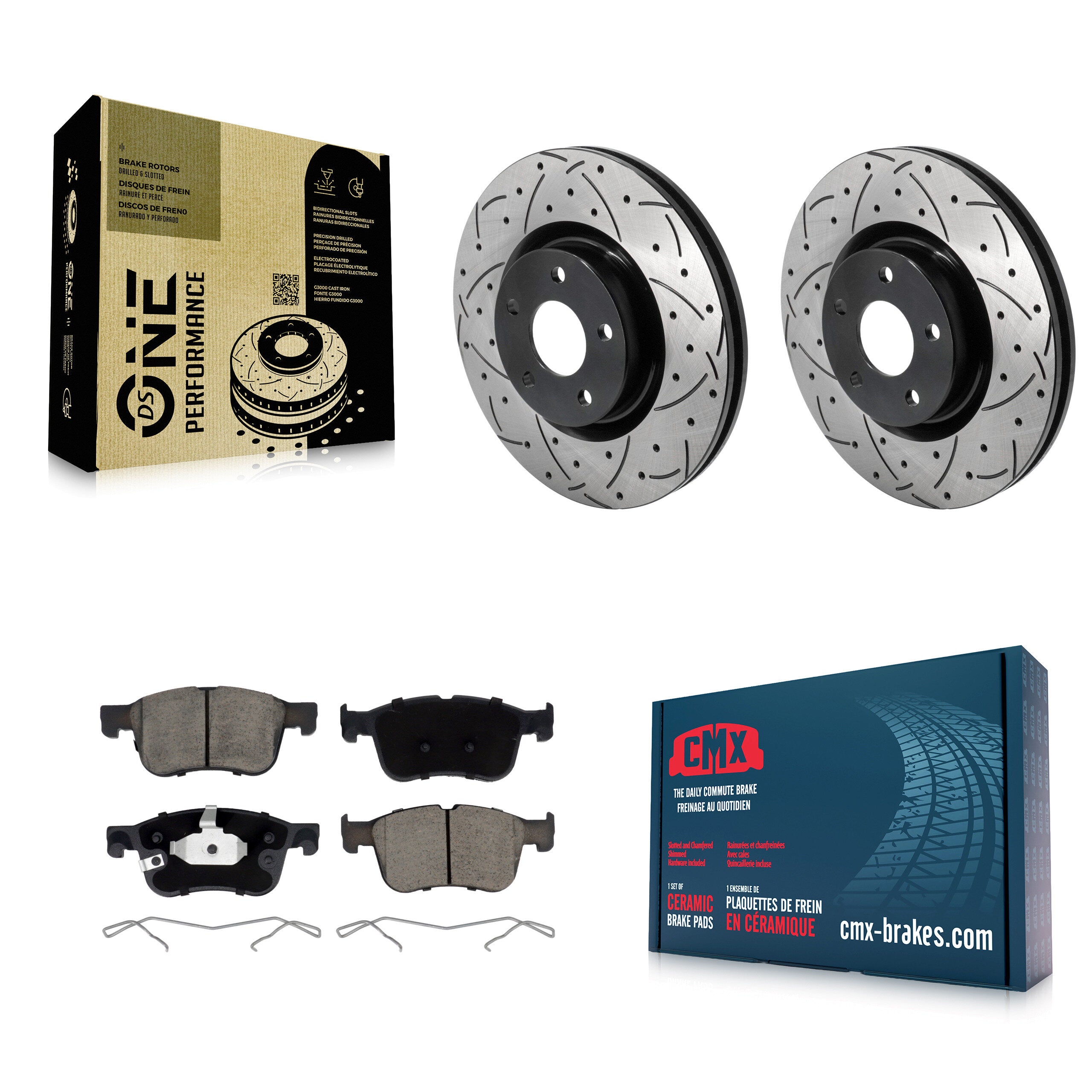 Front Drill Slot Brake Rotor Ceramic Pad Kit For Ford Escape Bronco Sport Lincoln Corsair KDC-101154