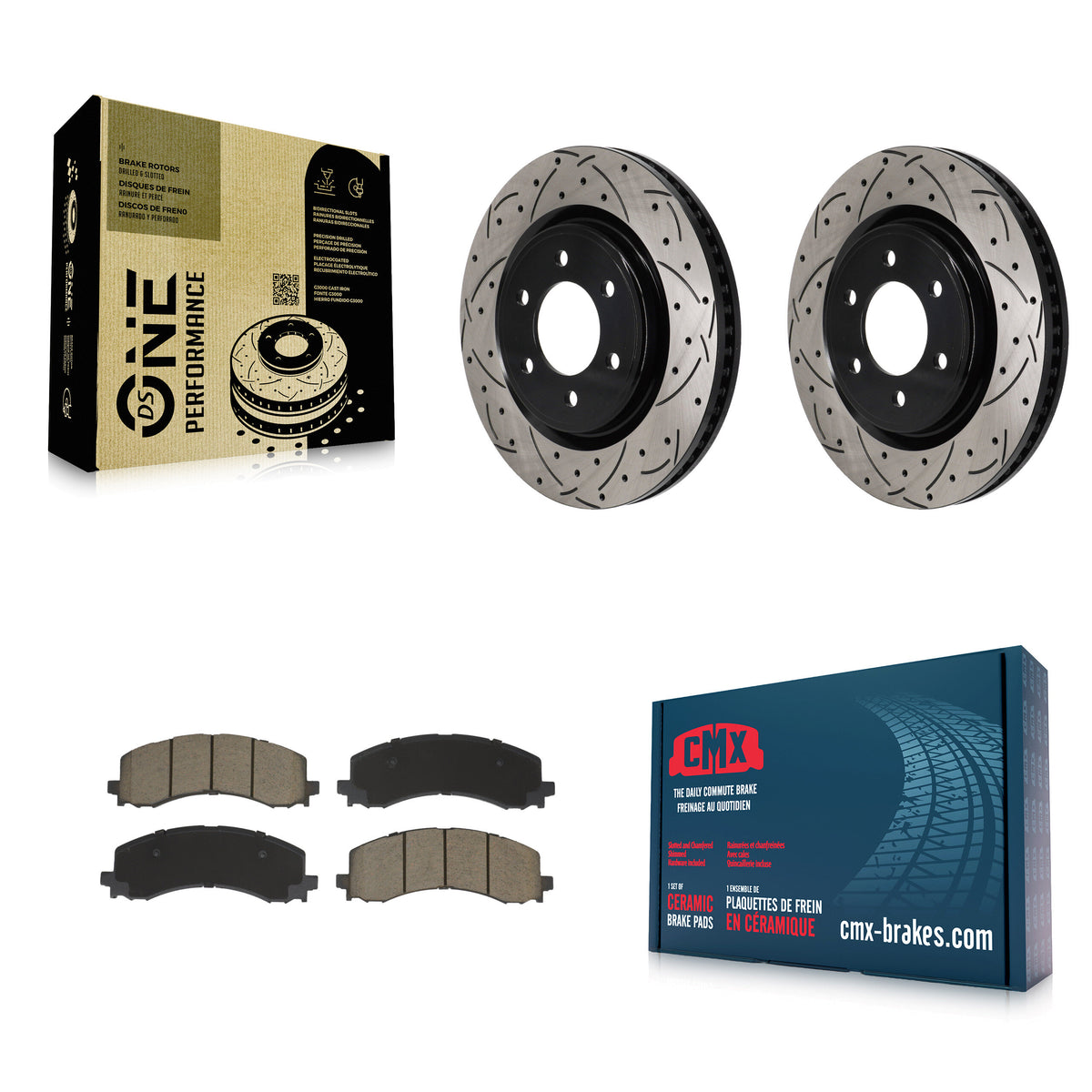 Front Drilled Slot Brake Rotor & Ceramic Pad Kit For Ford F-150 Bronco Expedition Lincoln KDC-101157