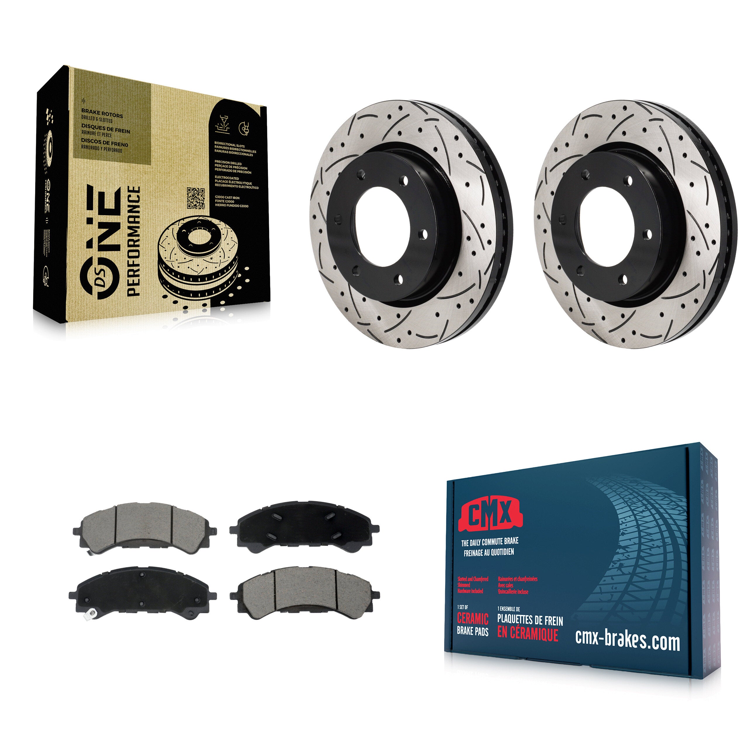 Front Coated Drilled Slotted Disc Brake Rotors And Ceramic Pad Kit For Ford Ranger Bronco KDC-101158