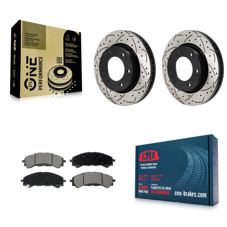 Front Coated Drilled Slotted Disc Brake Rotors And Ceramic Pad Kit For Ford Ranger Bronco KDC-101158