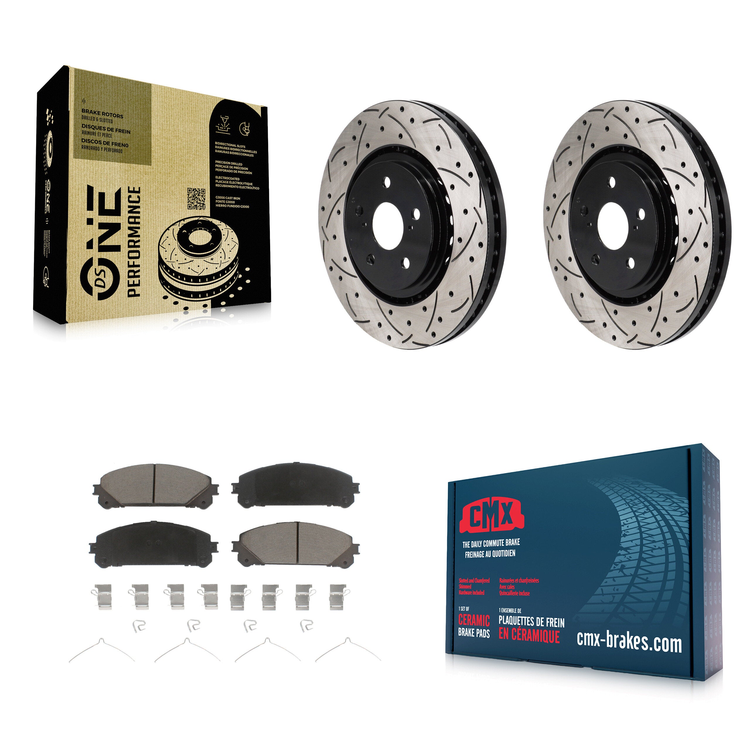 Front Drilled Slot Brake Rotor & Ceramic Pad Kit For Toyota Sienna RAV4 Prime bZ4X Subaru KDC-101165
