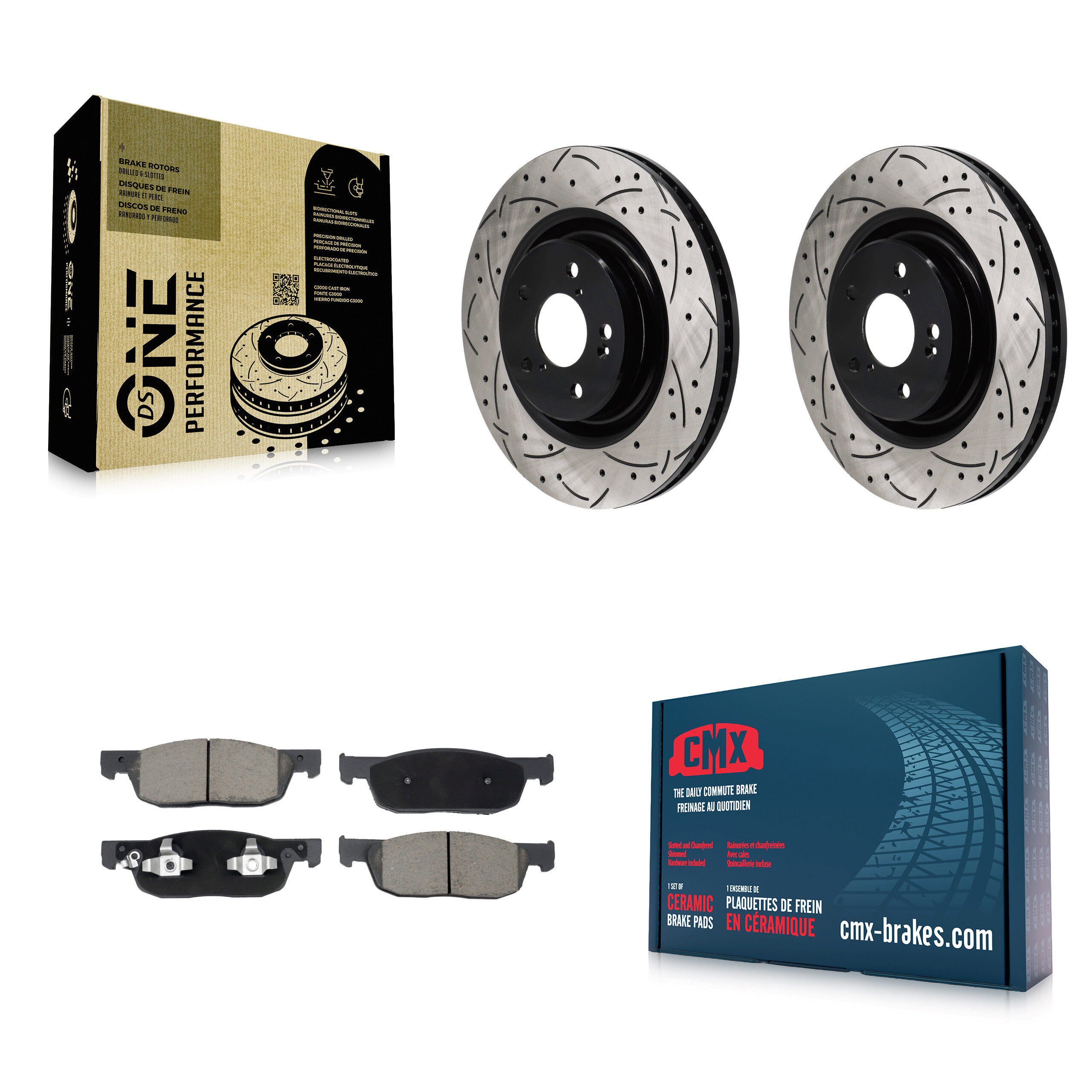 Front Coated Drilled Slot Disc Brake Rotor & Ceramic Pad Kit For 2022-2023 Acura MDX 3.5L KDC-101166