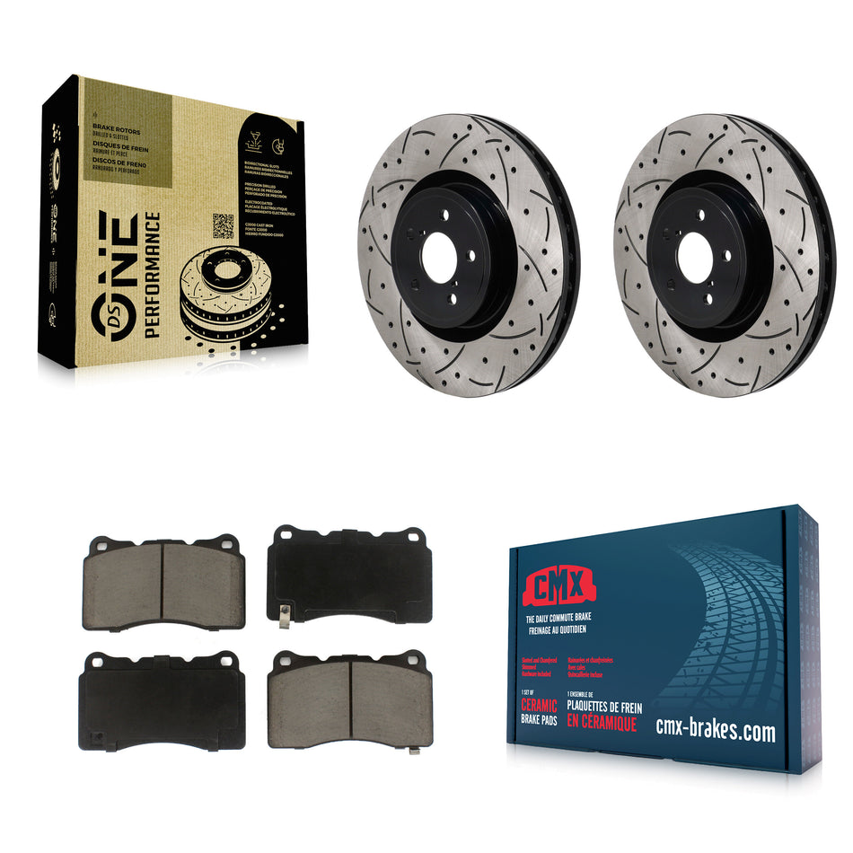 Front Coated Drill Slot Disc Brake Rotor Ceramic Pad Kit For Subaru BRZ Impreza Toyota 86 KDC-101173