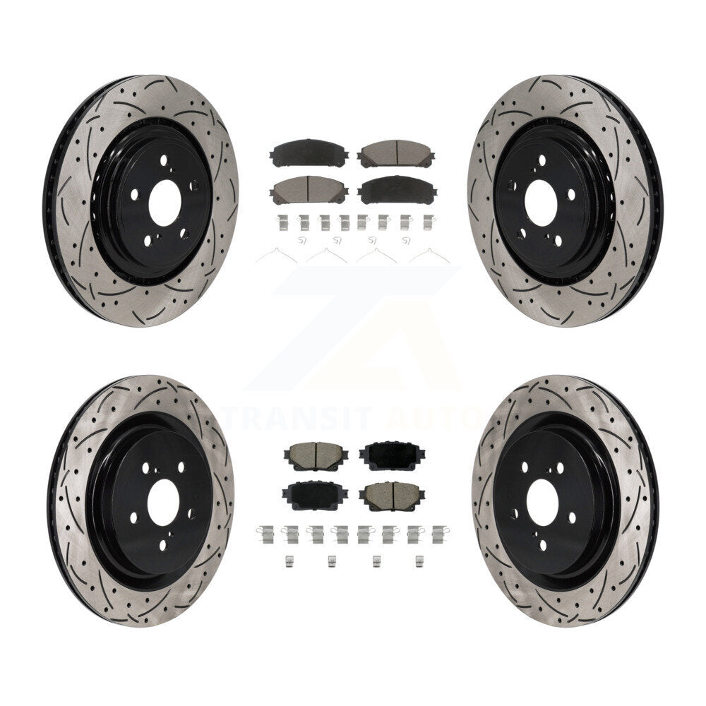 Front Rear Drilled Slot Disc Brake Rotors Ceramic Pad Kit For 2020-2022 Toyota Highlander KDC-101187