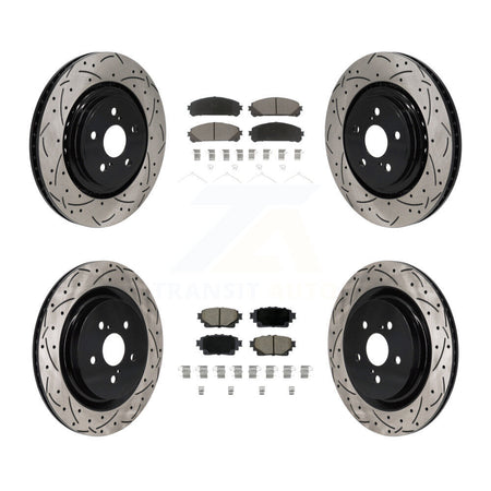 Front Rear Drilled Slot Disc Brake Rotors Ceramic Pad Kit For 2020-2022 Toyota Highlander KDC-101187