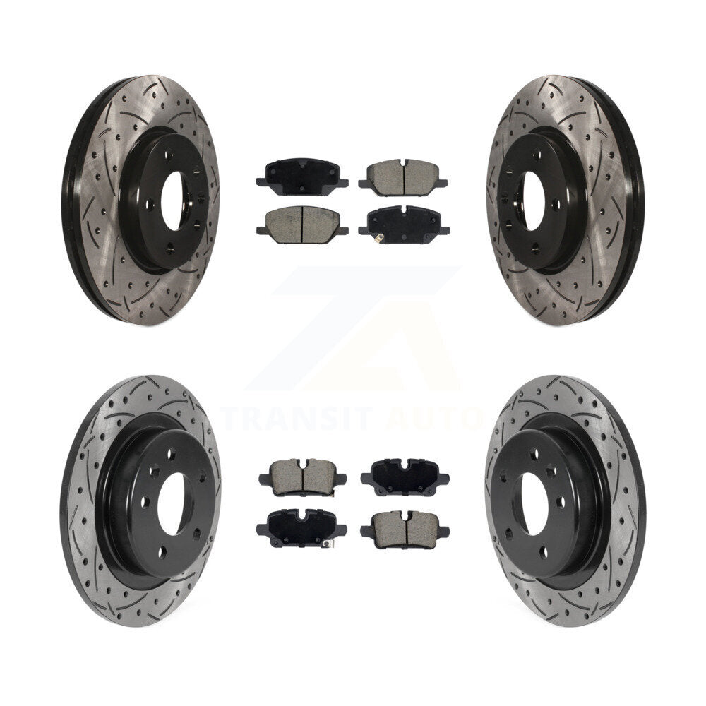 Front Rear Coated Drilled Slotted Disc Brake Rotors And Ceramic Pads Kit For GMC Terrain KDC-101195