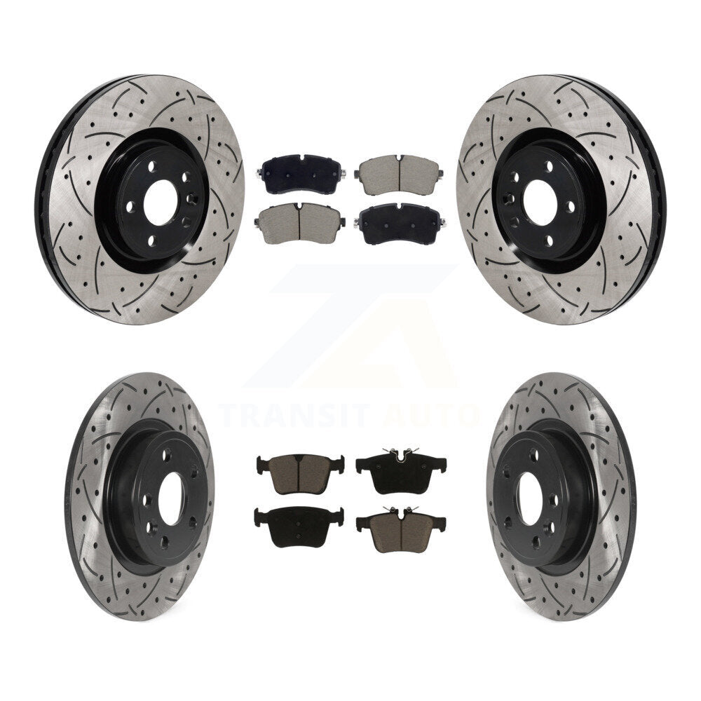 Front Rear Coated Drilled Slotted Disc Brake Rotors And Ceramic Pad Kit For Jaguar E-Pace KDC-101206