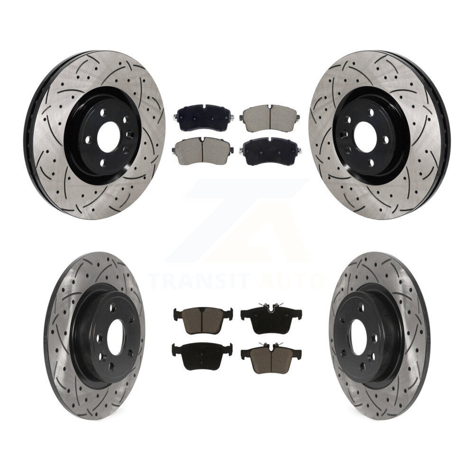 Front Rear Coated Drilled Slotted Disc Brake Rotors And Ceramic Pad Kit For Jaguar E-Pace KDC-101206