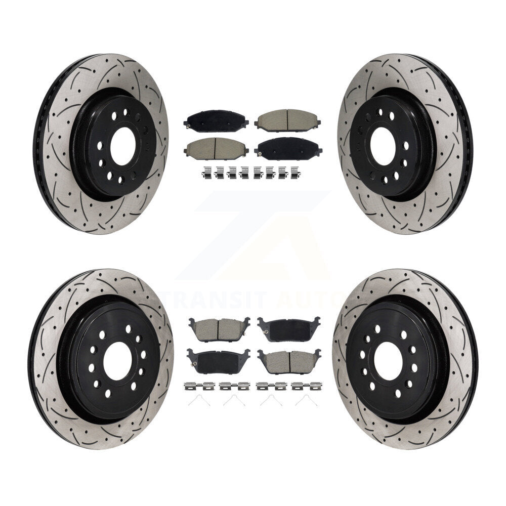 Front Rear Drill Slot Disc Brake Rotor Ceramic Pad Kit For Ram 1500 Jeep Wagoneer Grand L KDC-101211