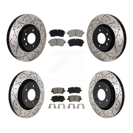 Front Rear Drilled Slot Disc Brake Rotor & Ceramic Pad Kit For Land Rover Discovery Range KDC-101213