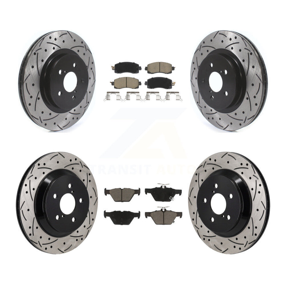 Front Rear Coated Drilled Slotted Disc Brake Rotor & Ceramic Pad Kit For Subaru Crosstrek KDC-101219