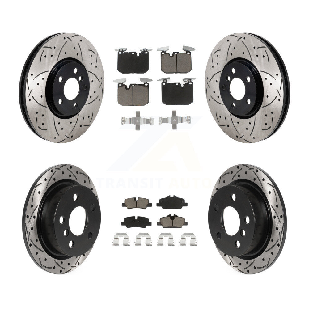 Front Rear Coated Drilled Slotted Disc Brake Rotors And Ceramic Pads Kit For Mini Cooper KDC-101229