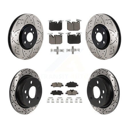 Front Rear Coated Drilled Slotted Disc Brake Rotors And Ceramic Pads Kit For Mini Cooper KDC-101229