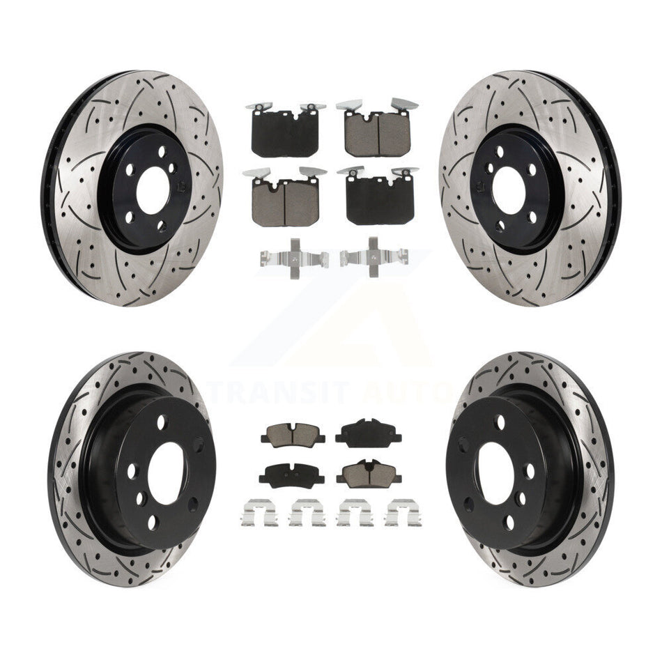 Front Rear Coated Drilled Slotted Disc Brake Rotors And Ceramic Pads Kit For Mini Cooper KDC-101229