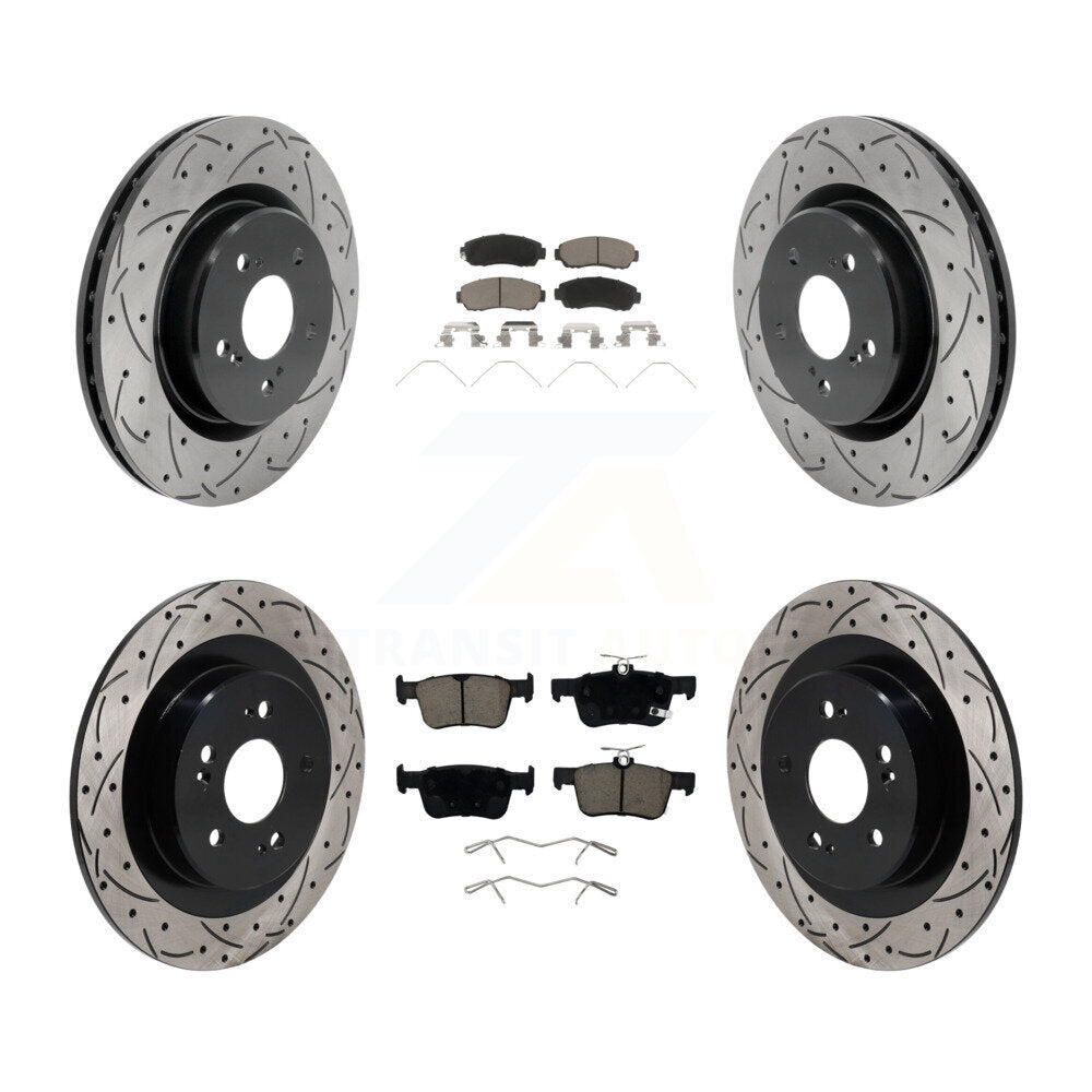 Front Rear Coat Drill Slot Disc Brake Rotors Ceramic Pad Kit For 2021-2023 Acura TLX 2.0L KDC-101231
