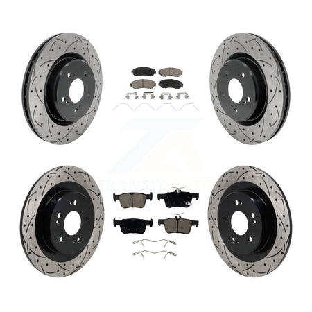 Front Rear Coat Drill Slot Disc Brake Rotors Ceramic Pad Kit For 2021-2023 Acura TLX 2.0L KDC-101231