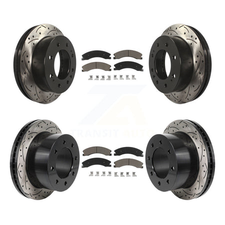 Front Rear Drilled Slot Disc Brake Rotor Ceramic Pad Kit For GMC Sierra 3500 HD Chevrolet KDC-101235