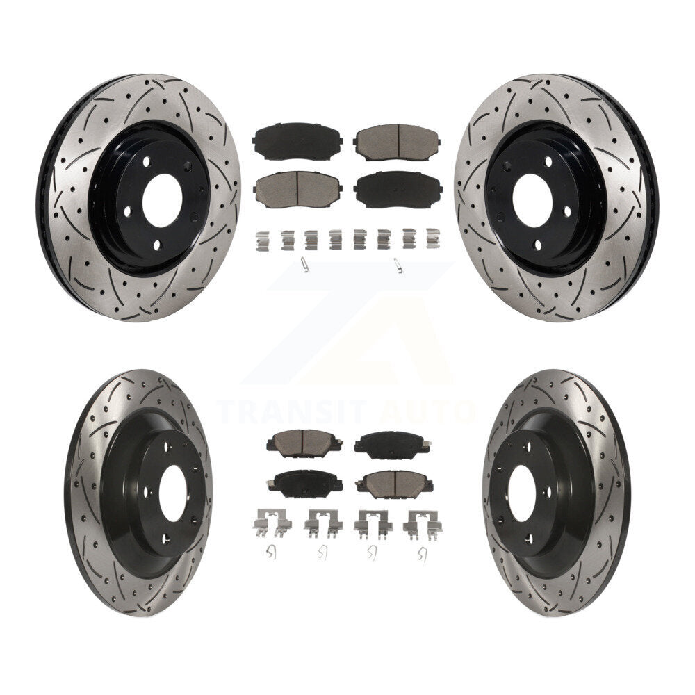 Front Rear Drilled Slot Brake Rotor Ceramic Pad Kit For 2019-2024 Mazda CX-5 Turbocharged KDC-101237