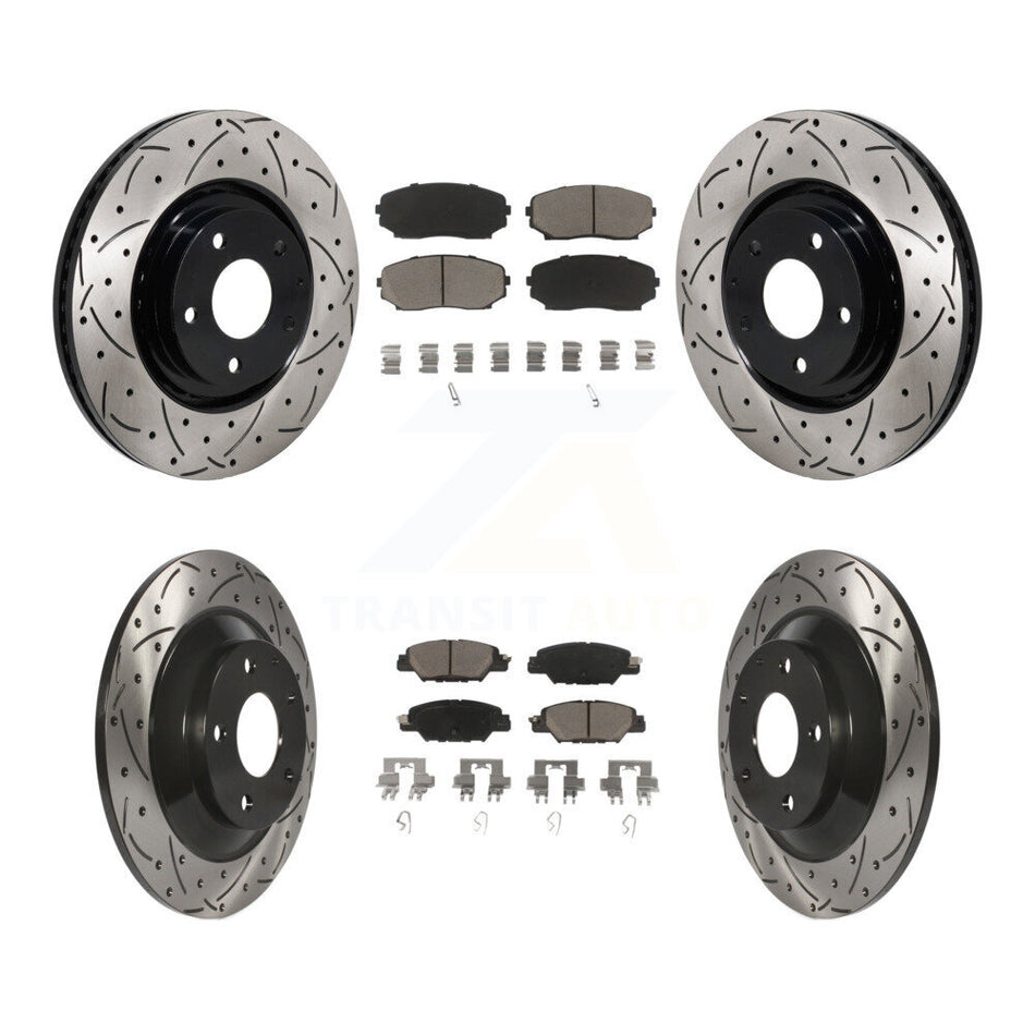 Front Rear Drilled Slot Brake Rotor Ceramic Pad Kit For 2019-2024 Mazda CX-5 Turbocharged KDC-101237