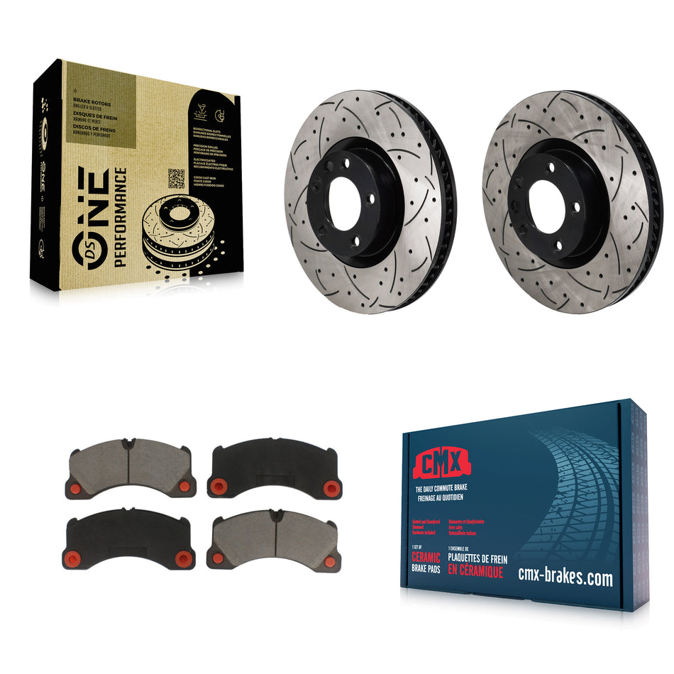 Front Drill Slot Disc Brake Rotors Ceramic Pad Kit For Volkswagen Touareg Porsche Cayenne KDC-101238