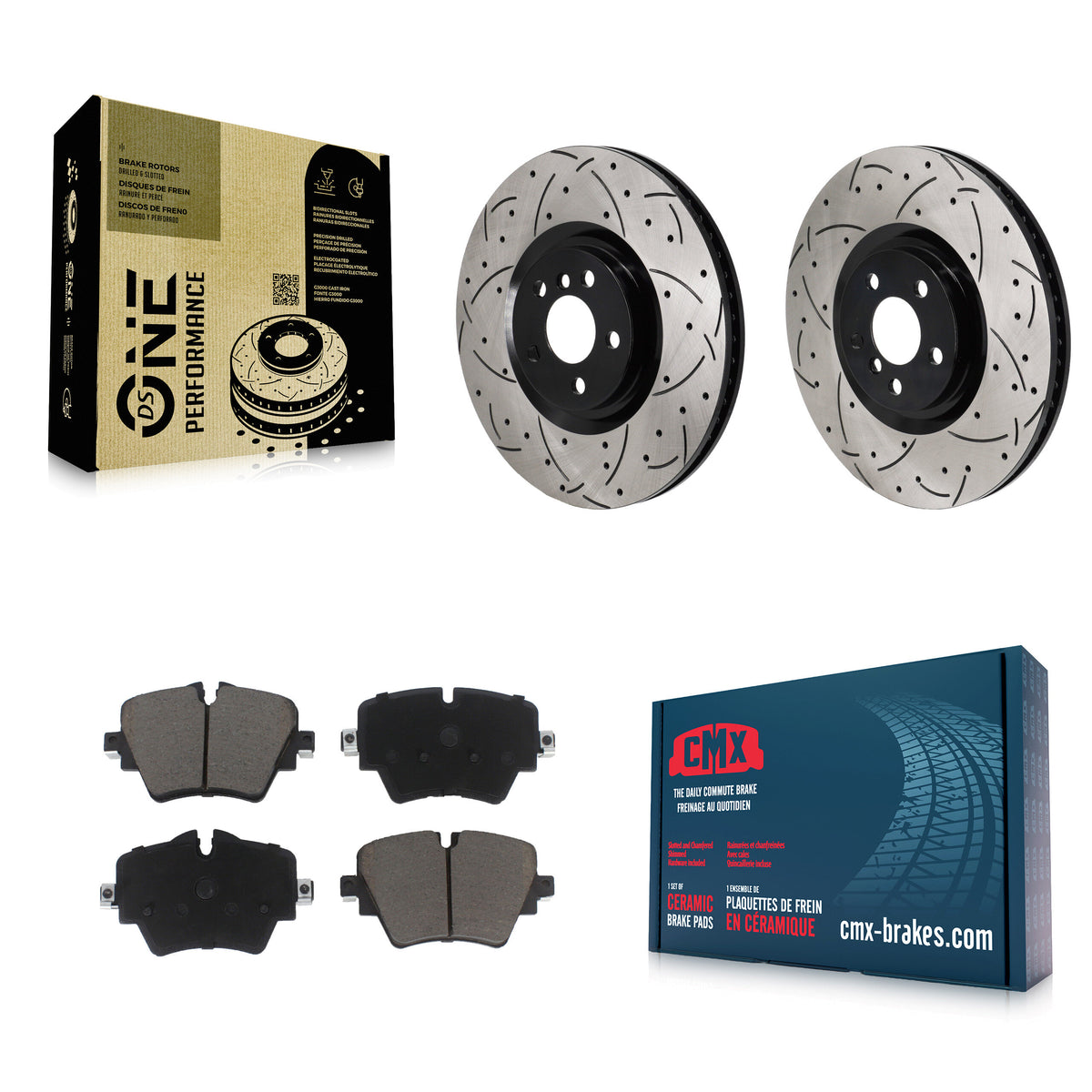 Front Coated Drilled Slotted Disc Brake Rotor And Ceramic Pad Kit For BMW 228i Gran Coupe KDC-101241