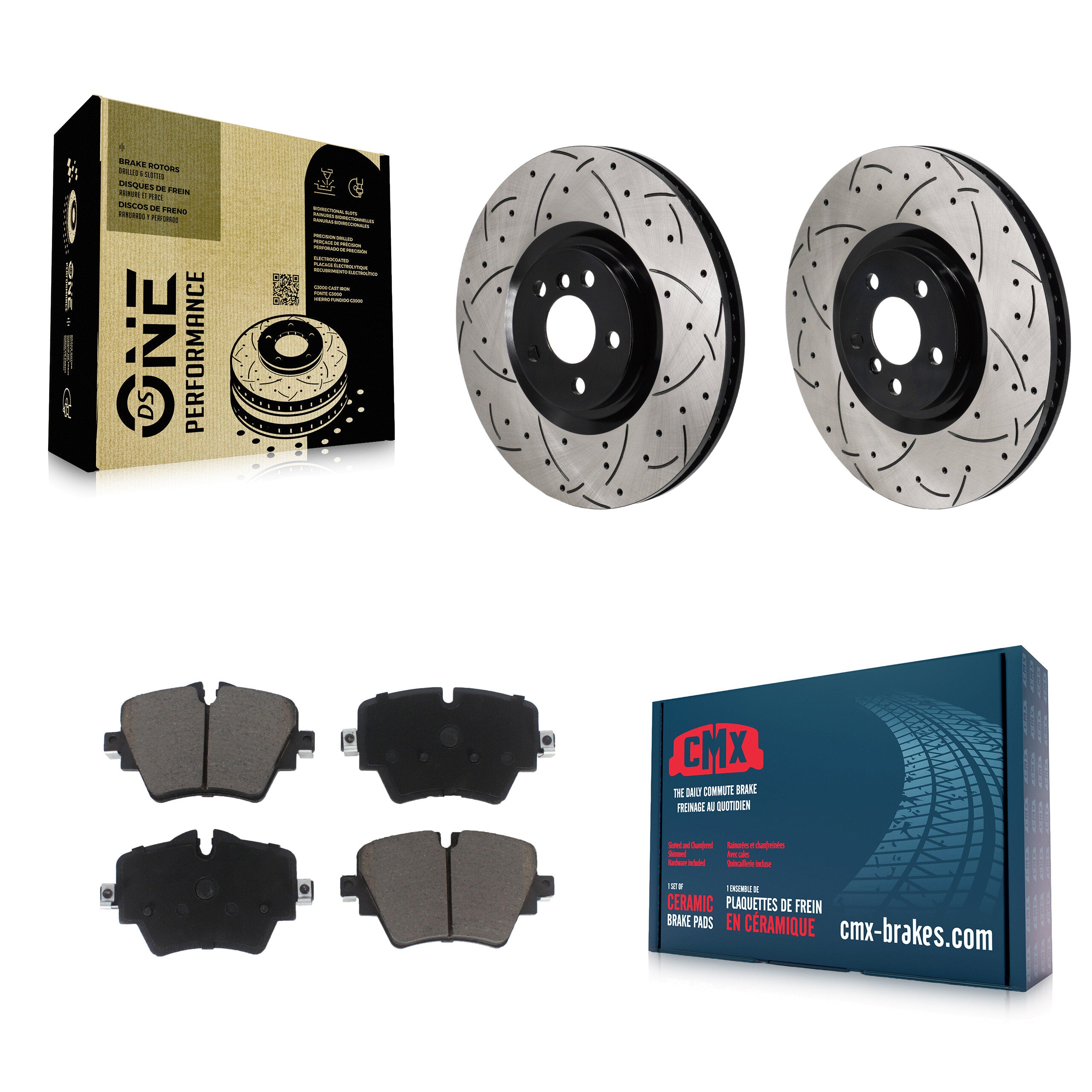 Front Coated Drilled Slotted Disc Brake Rotor And Ceramic Pad Kit For BMW 228i Gran Coupe KDC-101241