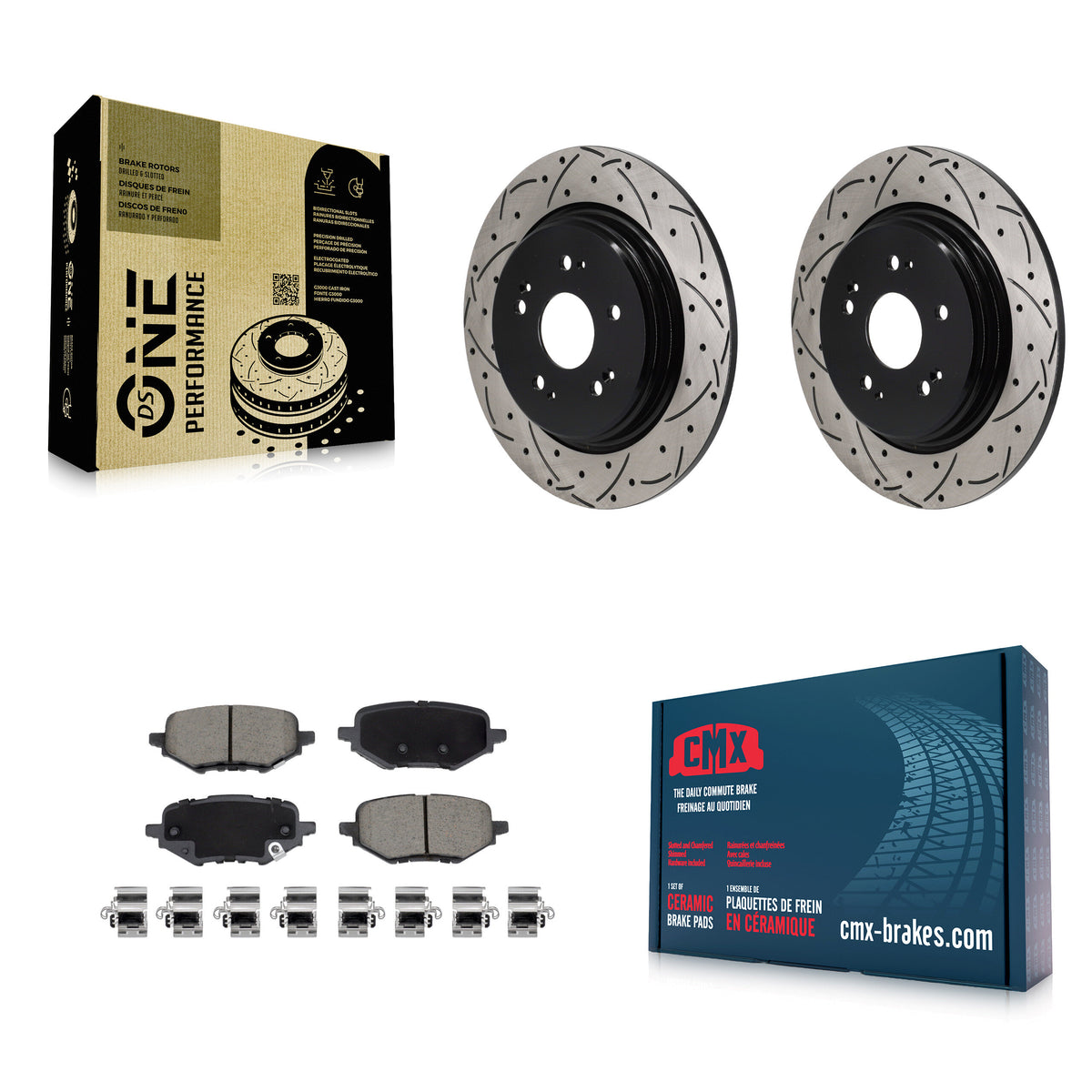 Rear Coated Drilled Slotted Disc Brake Rotors And Ceramic Pads Kit For Honda HR-V Clarity KDC-101249