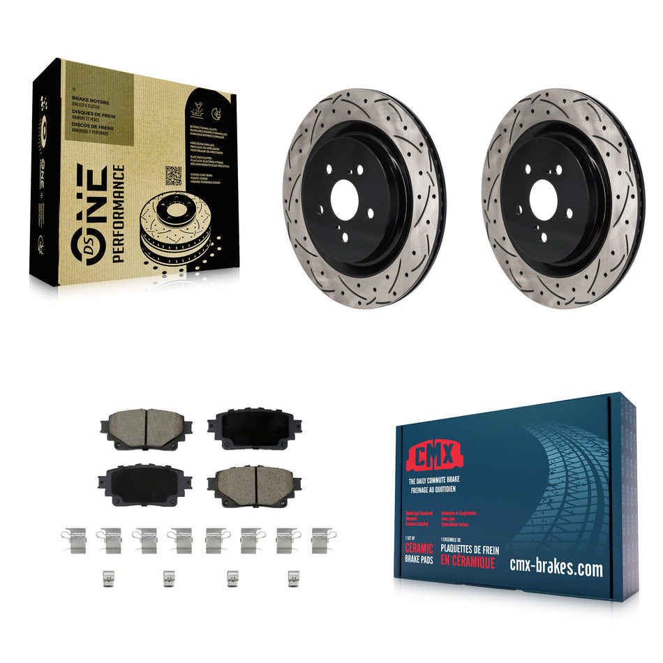 Rear Drill Slot Disc Brake Rotor Ceramic Pad Kit For Toyota Highlander Lexus RX350h RX350 KDC-101255