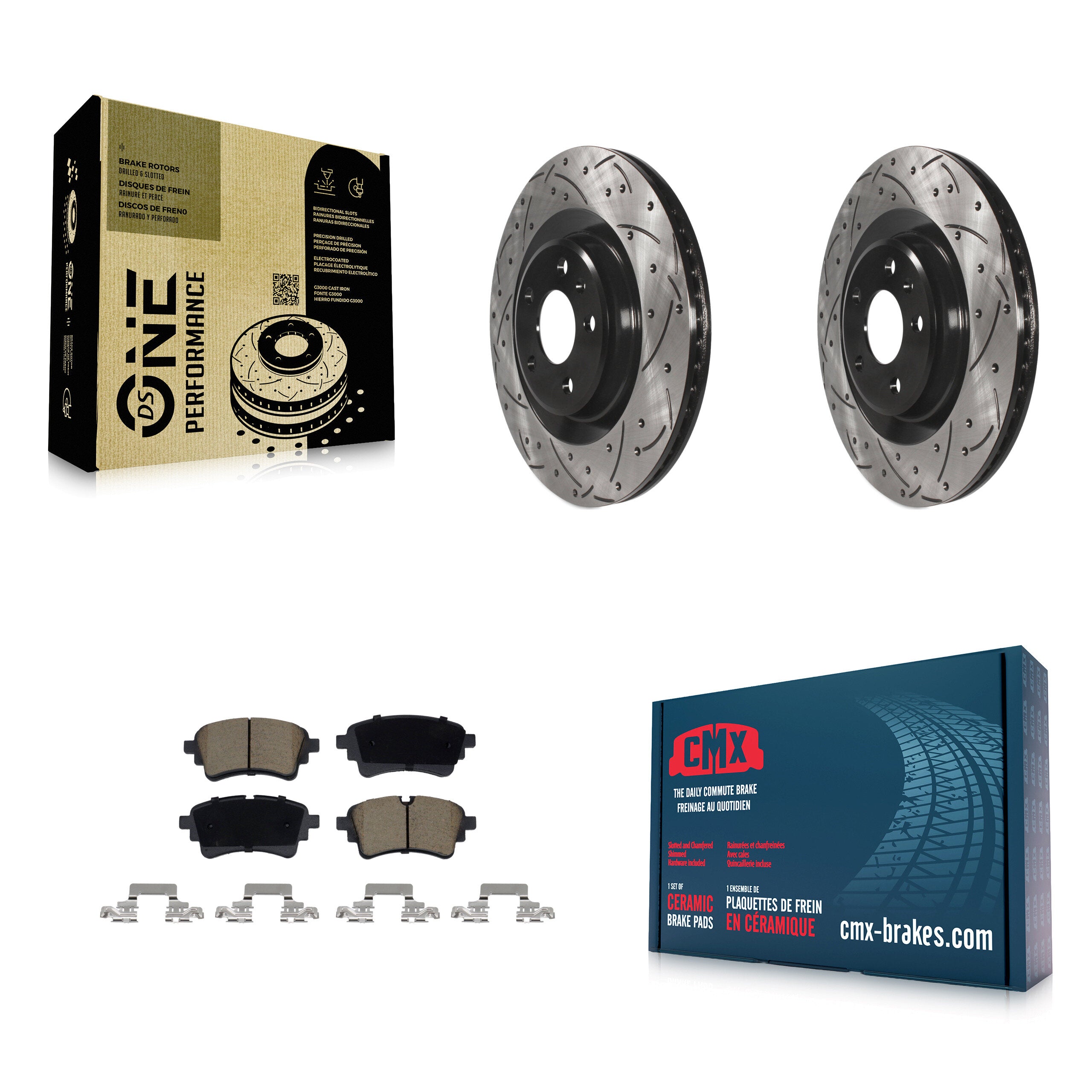 Rear Drill Slot Brake Rotor Ceramic Pad Kit For Audi Q5 Sportback A5 A4 Quattro S5 SQ5 S4 KDC-101257