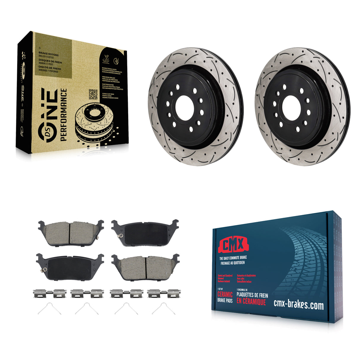 Rear Coat Drill Slot Disc Brake Rotors Ceramic Pad Kit For Ram 1500 Jeep Wagoneer Grand L KDC-101270