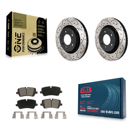 Rear Coated Drilled Slot Disc Brake Rotors Ceramic Pad Kit For Land Rover Discovery Range KDC-101273