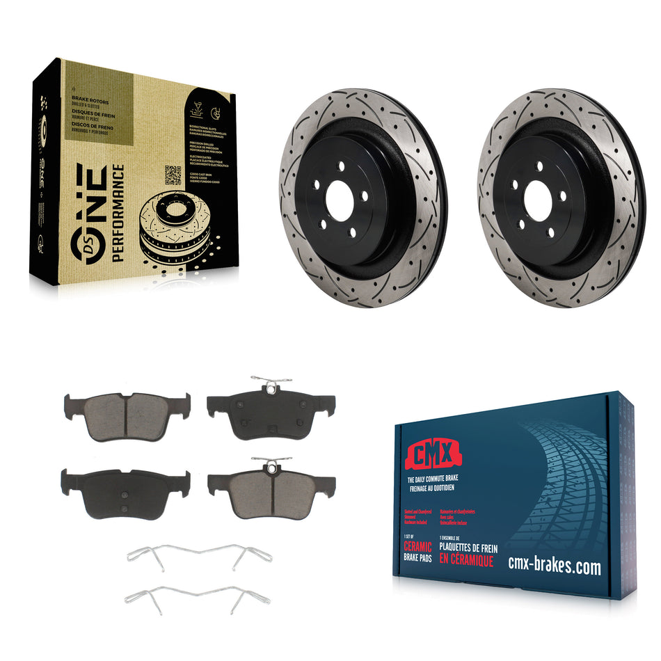 Rear Coated Drilled Slot Disc Brake Rotors Ceramic Pad Kit For Ford Edge Lincoln Nautilus KDC-101274