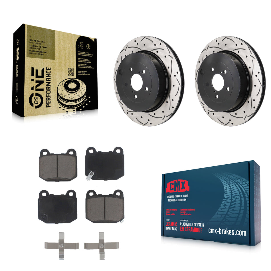 Rear Drilled Slot Brake Rotor Ceramic Pad Kit For Subaru BRZ Toyota 86 With Brembo Brakes KDC-101277