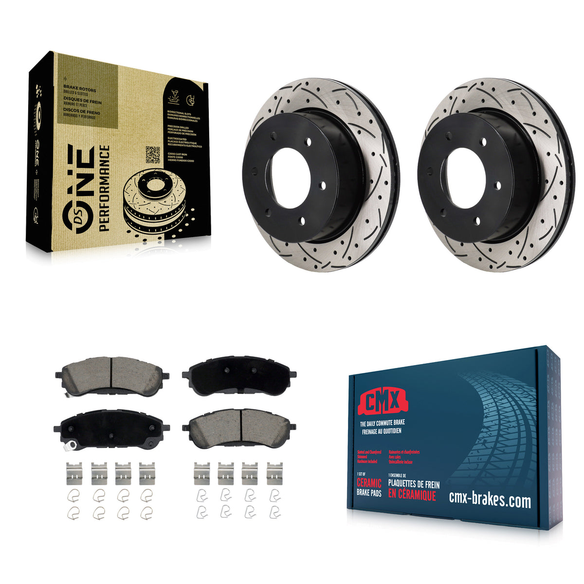 Rear Coated Drilled Slotted Disc Brake Rotors & Ceramic Pad Kit For 2019-2023 Ford Ranger KDC-101278