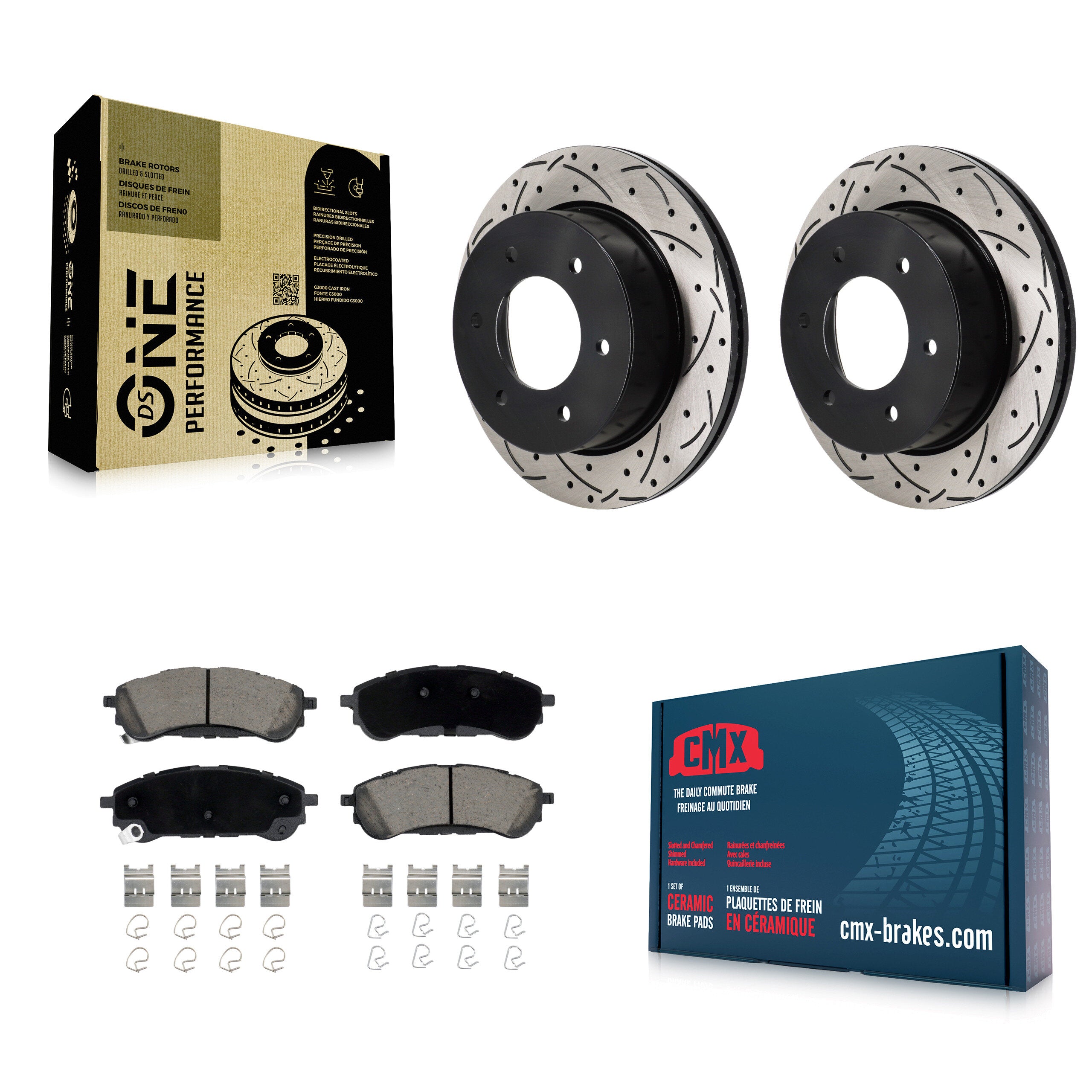 Rear Coated Drilled Slotted Disc Brake Rotors & Ceramic Pad Kit For 2019-2023 Ford Ranger KDC-101278