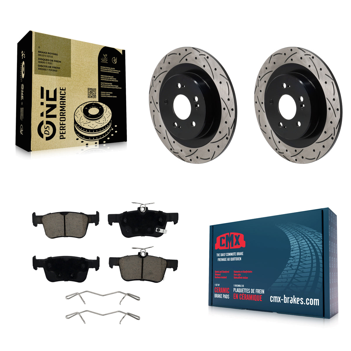 Rear Coated Drilled Slotted Disc Brake Rotors And Ceramic Pad Kit For 2021-2023 Acura TLX KDC-101284