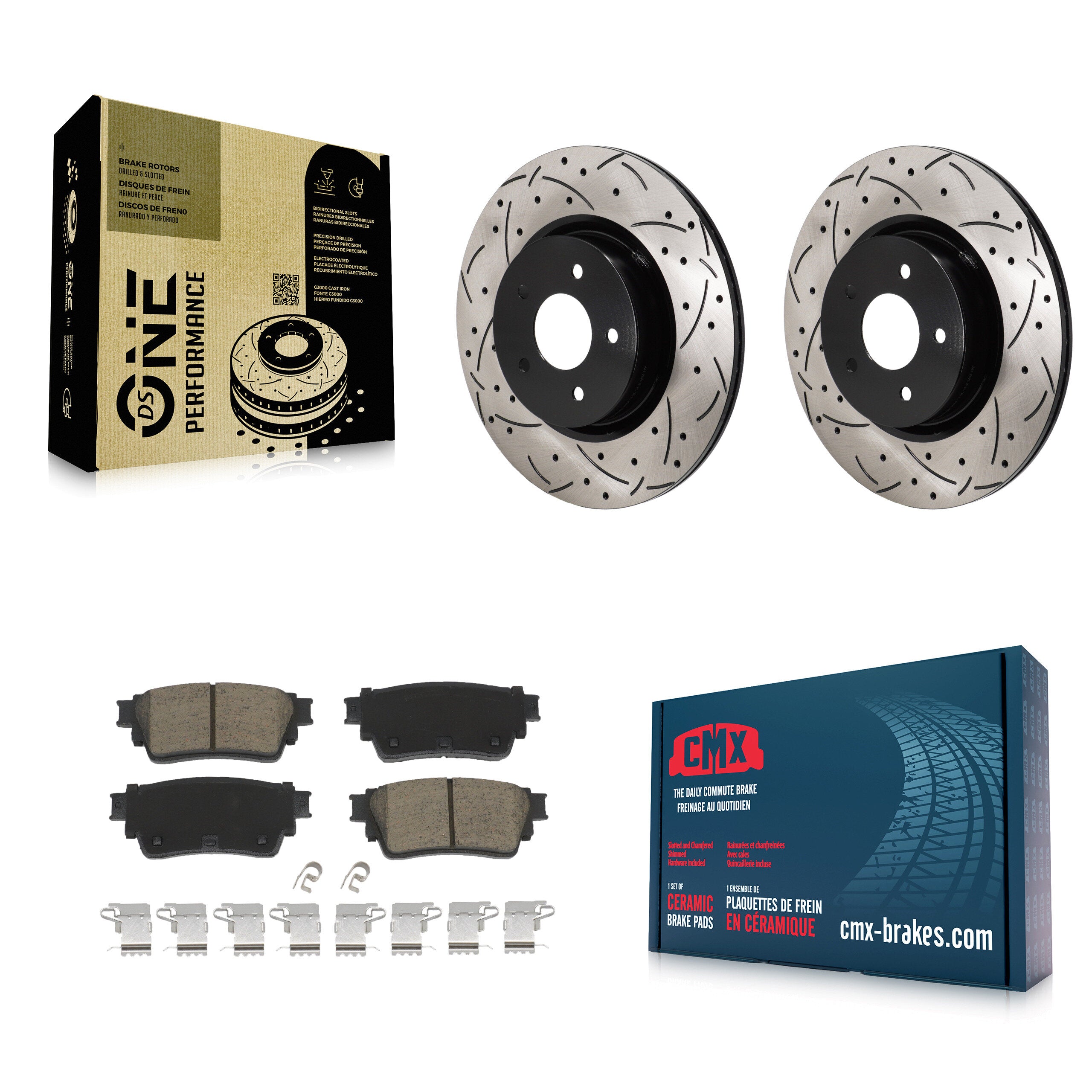 Rear Drilled Slot Brake Rotors Ceramic Pad Kit For Mitsubishi Outlander Nissan Pathfinder KDC-101285