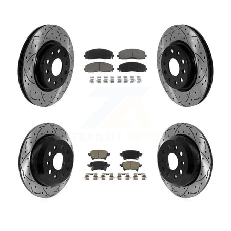 Front Rear Coated Drilled Slotted Disc Brake Rotors And Ceramic Pad Kit For Jeep Wrangler KDC-101288