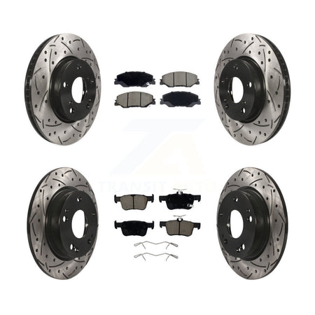 Front Rear Coated Drill Slot Disc Brake Rotor Ceramic Pad Kit For 2019-2022 Honda Insight KDC-101290