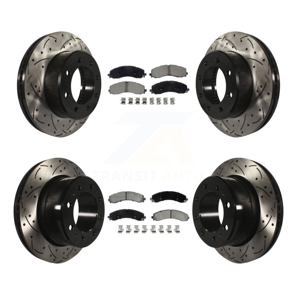 Front Rear Drill Slot Disc Brake Rotor Ceramic Pad Kit For Ram 3500 With Dual Wheels KDC-101291
