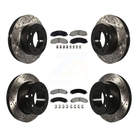 Front Rear Drill Slot Disc Brake Rotor Ceramic Pad Kit For Ram 3500 With Dual Wheels KDC-101291
