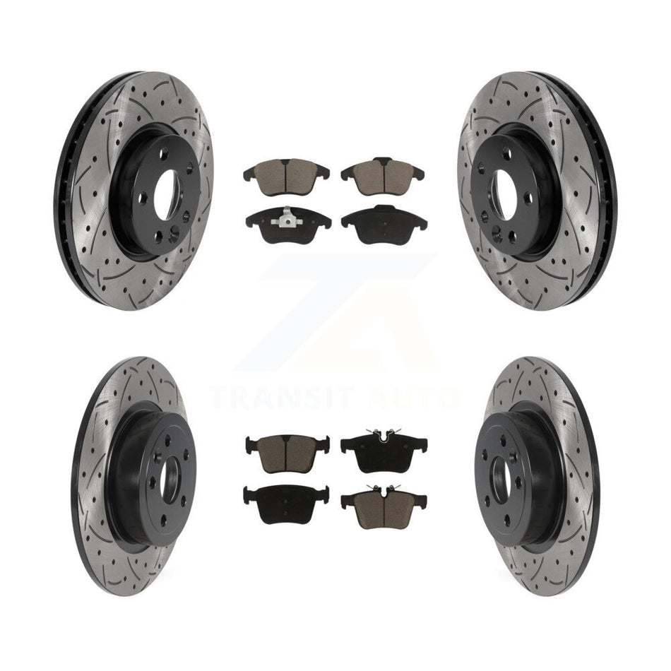 Front Rear Coated Drill Slot Disc Brake Rotor Ceramic Pad Kit For Land Rover Range Evoque KDC-101294