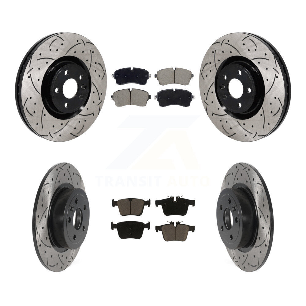 Front Rear Coated Drill Slot Disc Brake Rotor Ceramic Pad Kit For Land Rover Range Evoque KDC-101295
